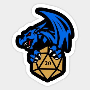 Blue Dragon with D20 Dice Tabletop RPG Addict Sticker